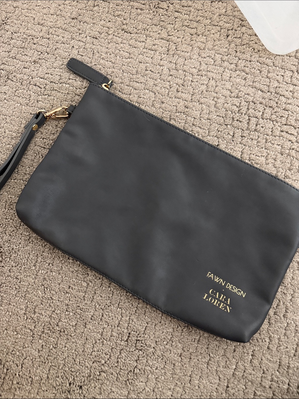 Fawn Design Black Leather Wristlet Pouch